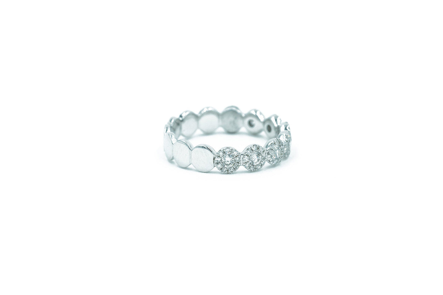 14KT White Gold Rose Cut Diamond and Diamond Pave Band