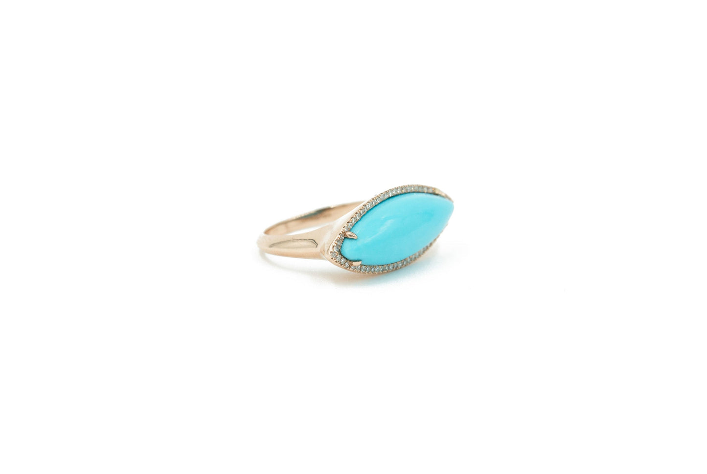 14KT Rose Gold Diamond Pave and Turquoise Ring