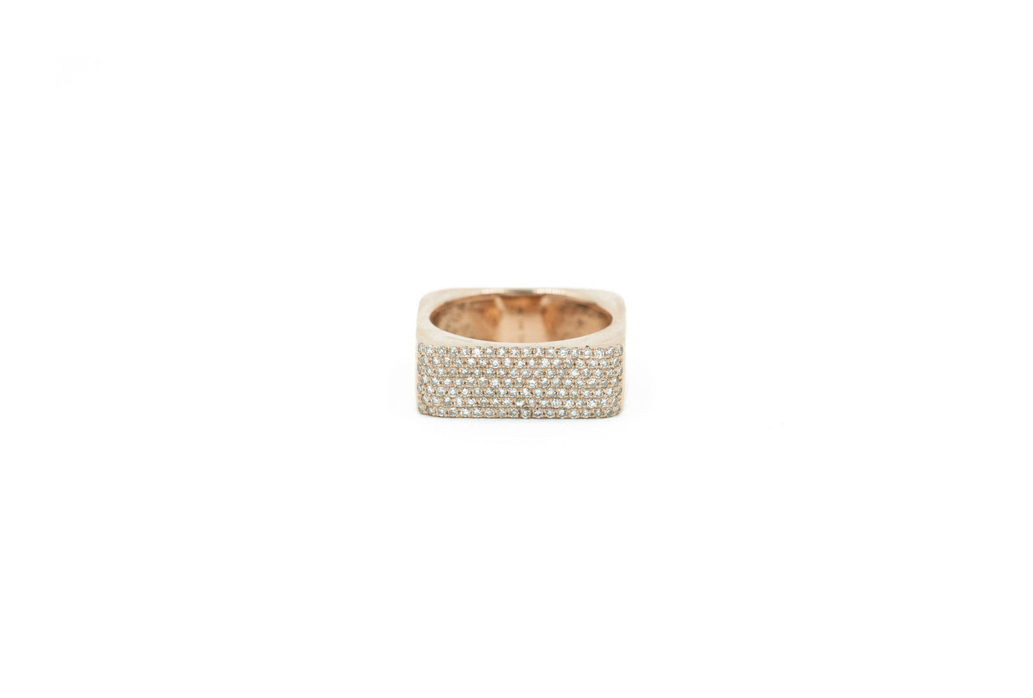 14KT Rose Gold Diamond Pave Rectangular Pinky Ring