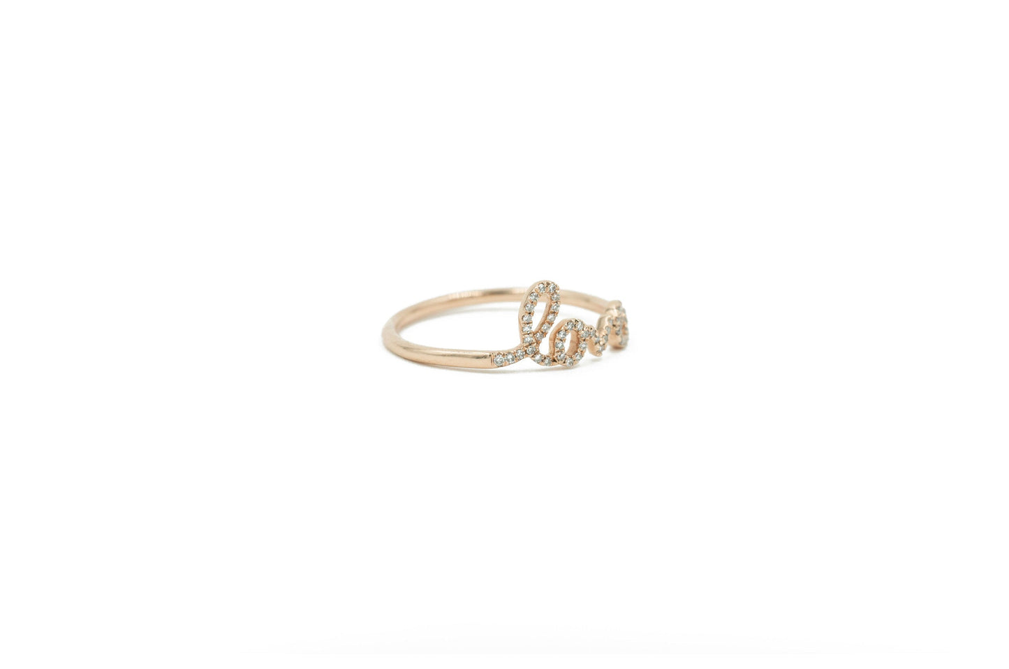14KT Rose Gold Diamond Pave Love Ring