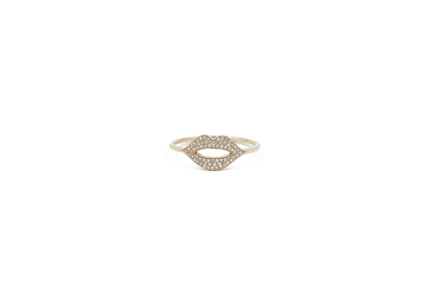 14KT Rose Gold Diamond Pave Lip Ring