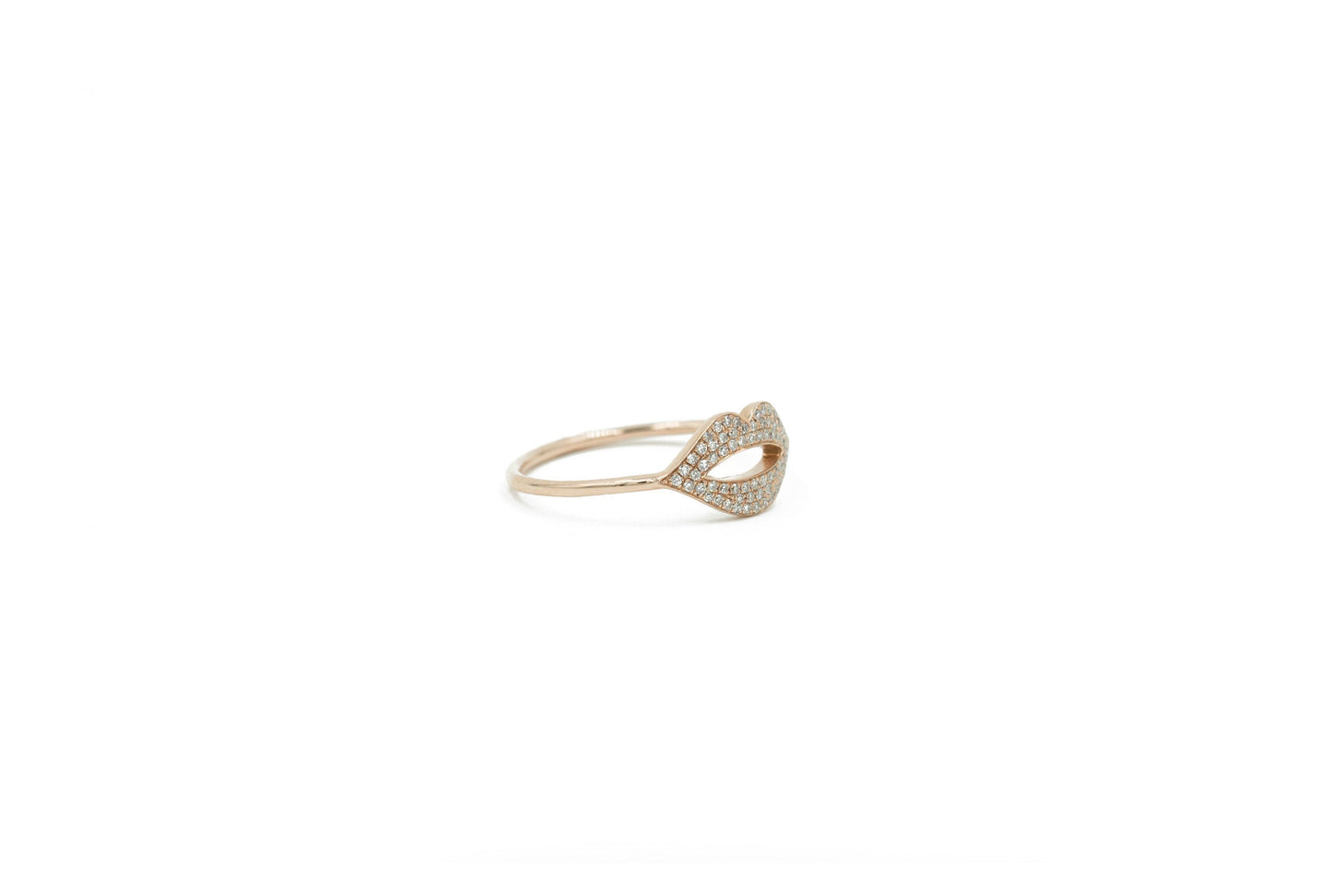 14KT Rose Gold Diamond Pave Lip Ring