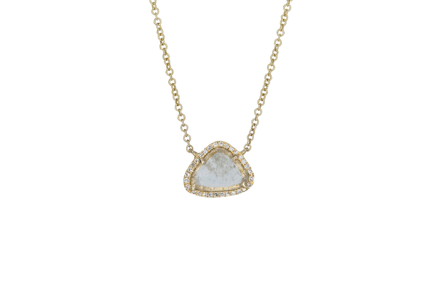 14KT Yellow Gold Diamond Pave and Diamond Slice Necklace