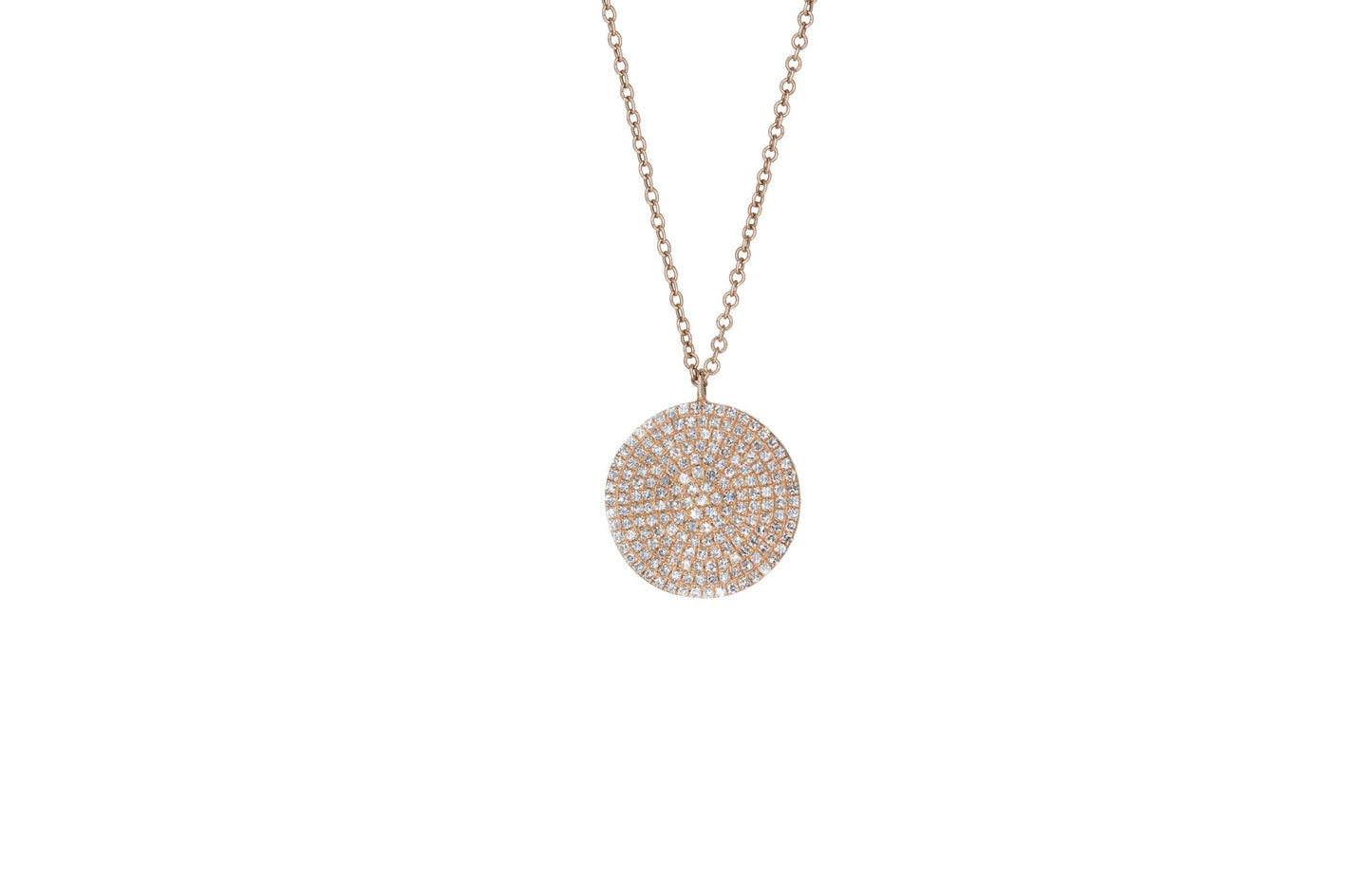 14KT Rose Gold Diamond Pave Disc Necklace