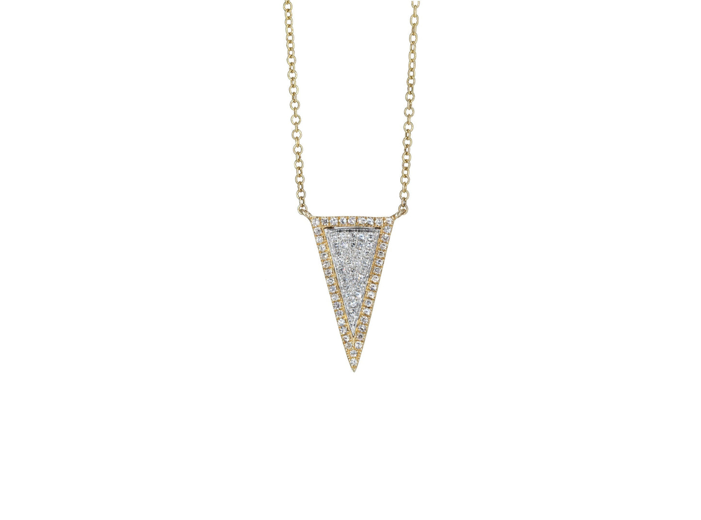 14KT Yellow Gold White and Yellow Gold Pave Diamond Dagger Necklace