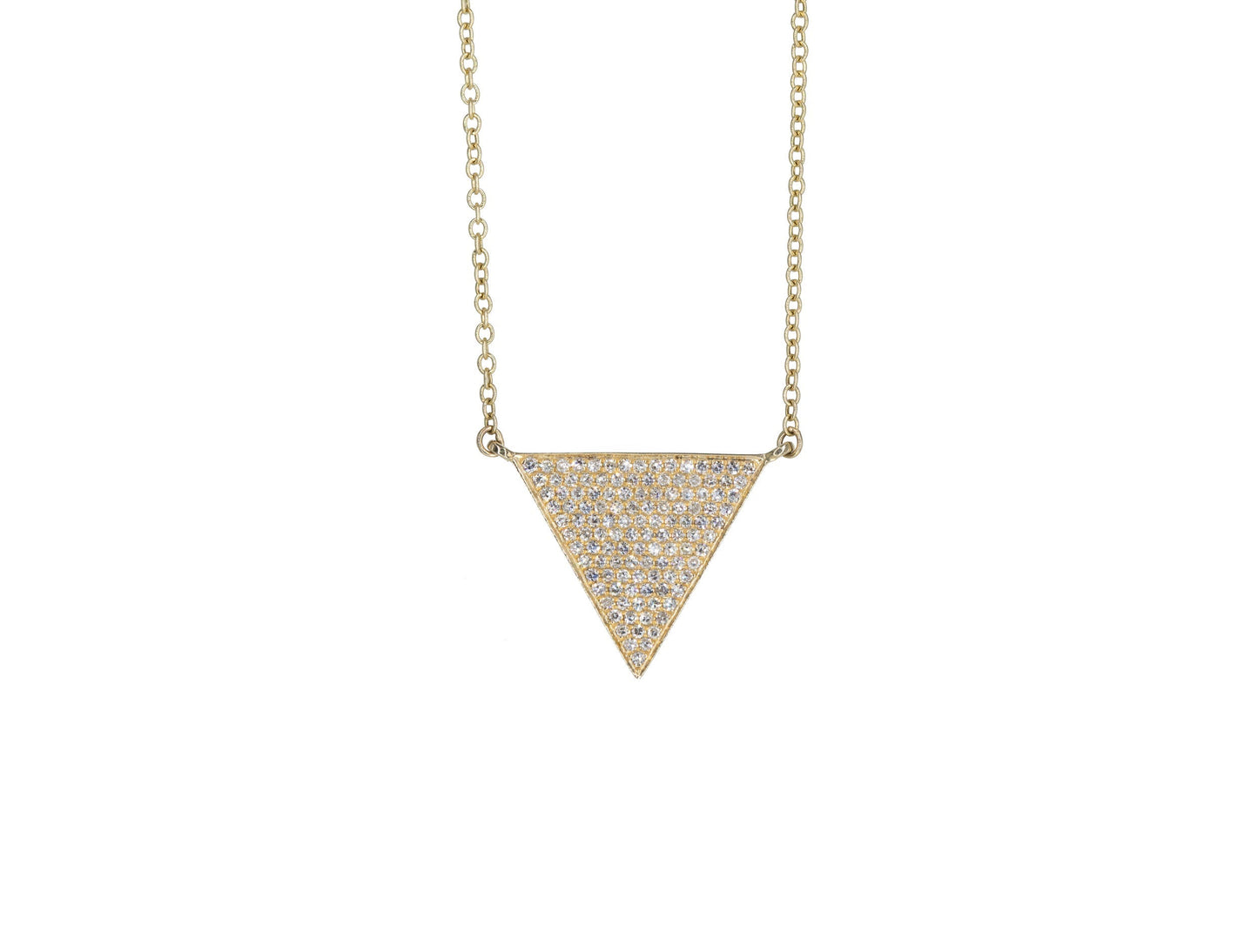 14KT Yellow Gold Diamond Pave Triangle Necklace