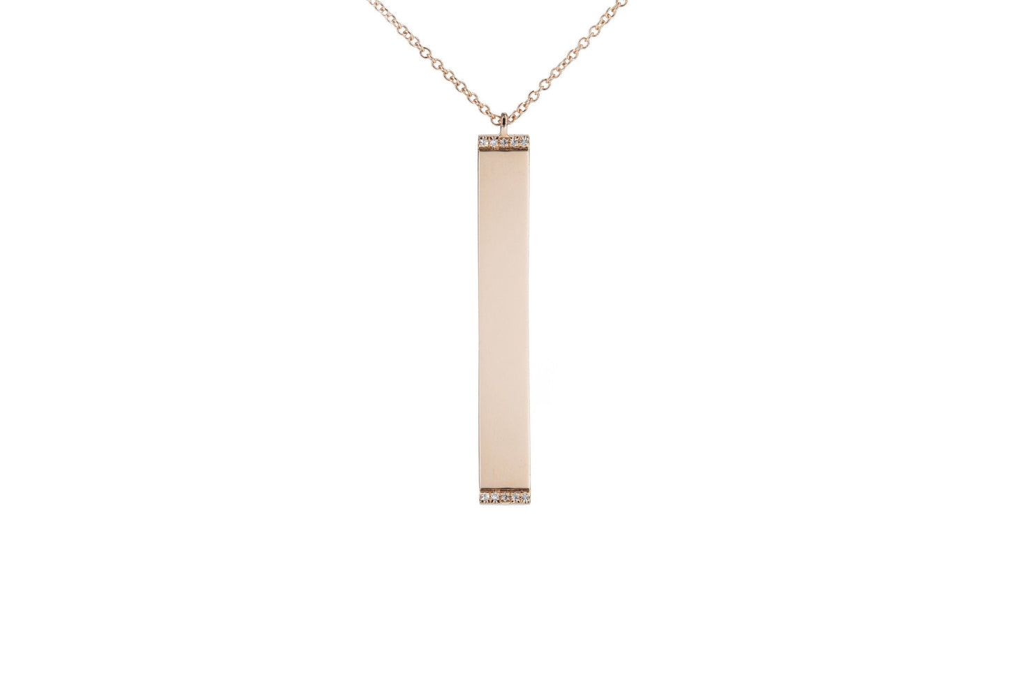 14KT Rose Gold and Diamond Long Engraveable Necklace