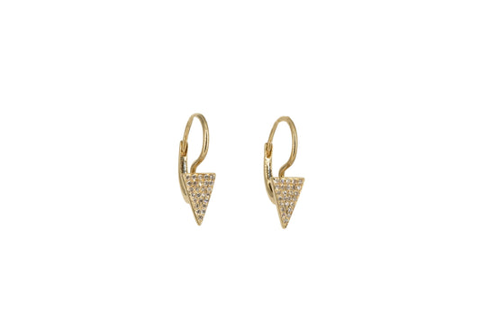 14KT Yellow Gold Diamond Pave Triangle Drop Earring
