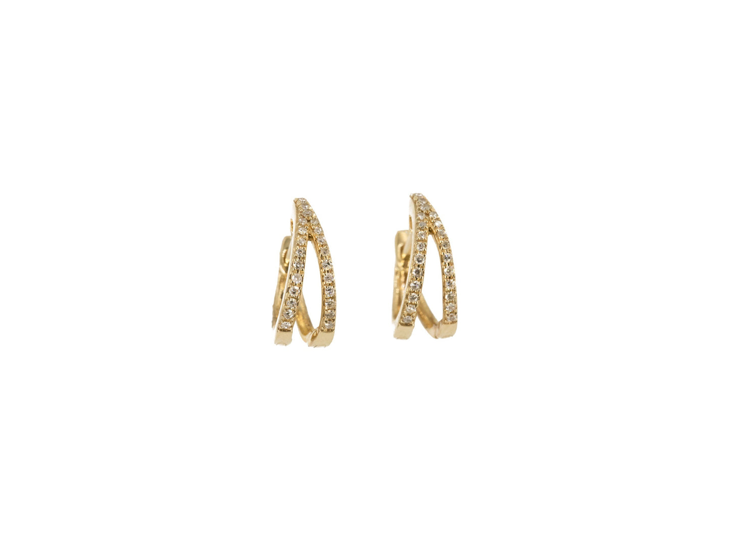 14KT Yellow Gold Diamond Pave Double Open Row Huggy