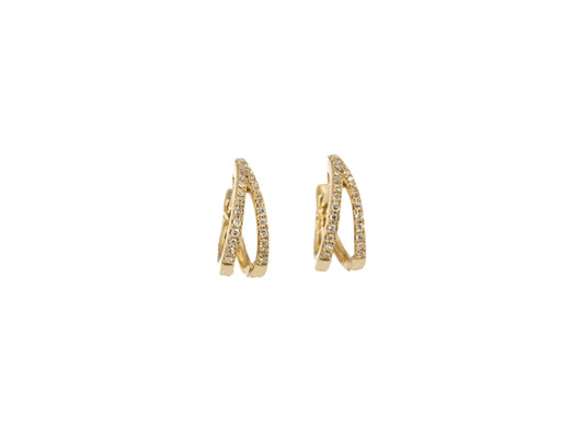 14KT Yellow Gold Diamond Pave Double Open Row Huggy