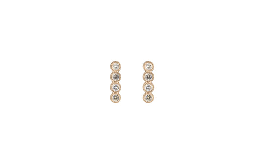 14KT Rose Gold Diamond Bezel Set Bar Earrings