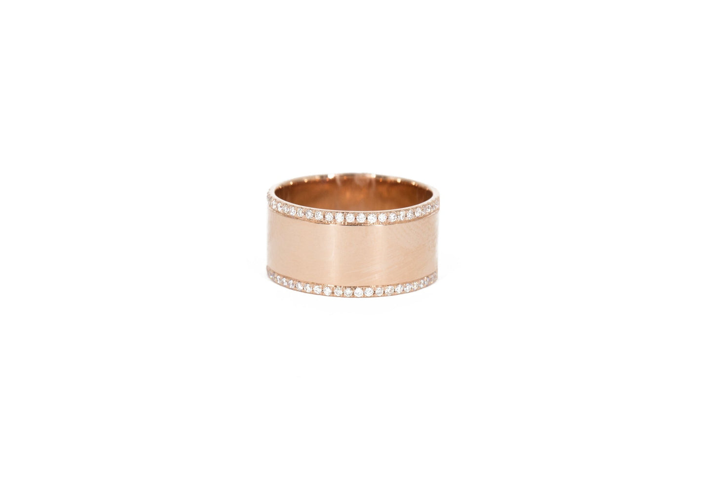 14KT Rose Gold and Diamond Pave Engraveable Wide Band