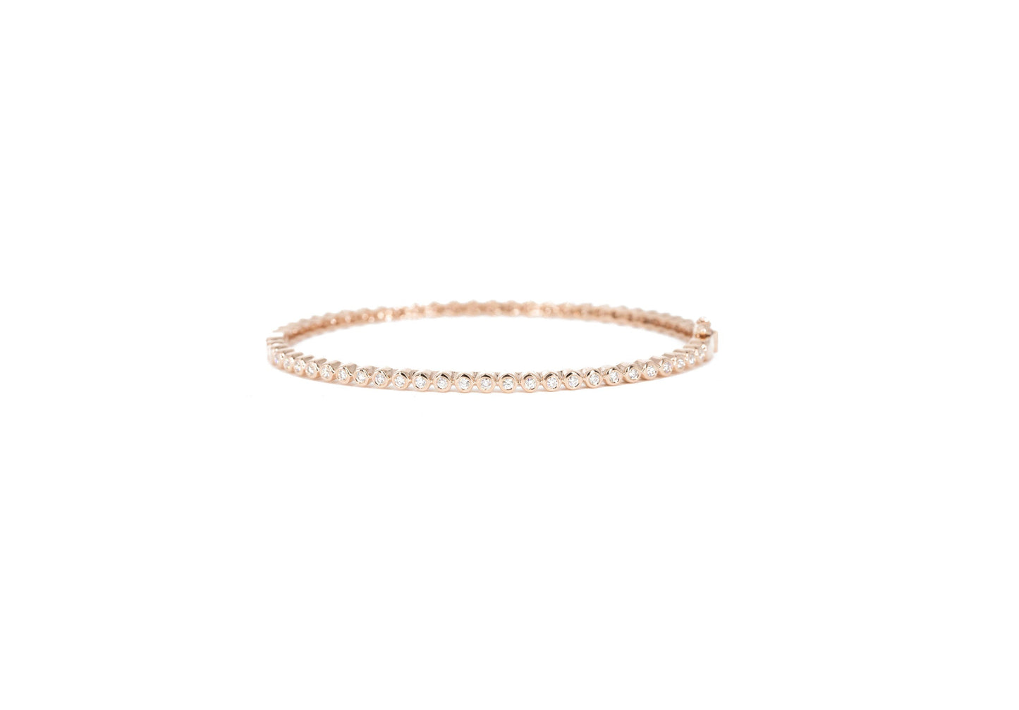 14KT Rose Gold Diamond Bezel Set Tennis Bracelet