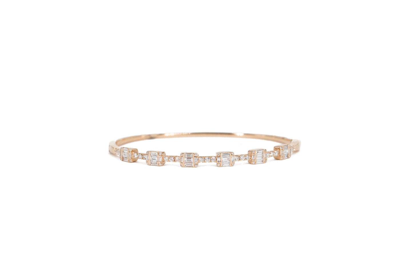 18KT Rose Gold Diamond and Baguette Bracelet