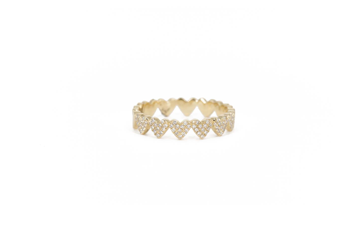 14KT Yellow Gold Partial Diamond Pave Heart Band