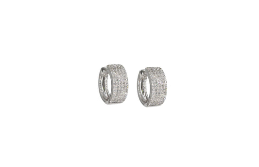 14KT White Gold Multiple Row Diamond Pave Huggy