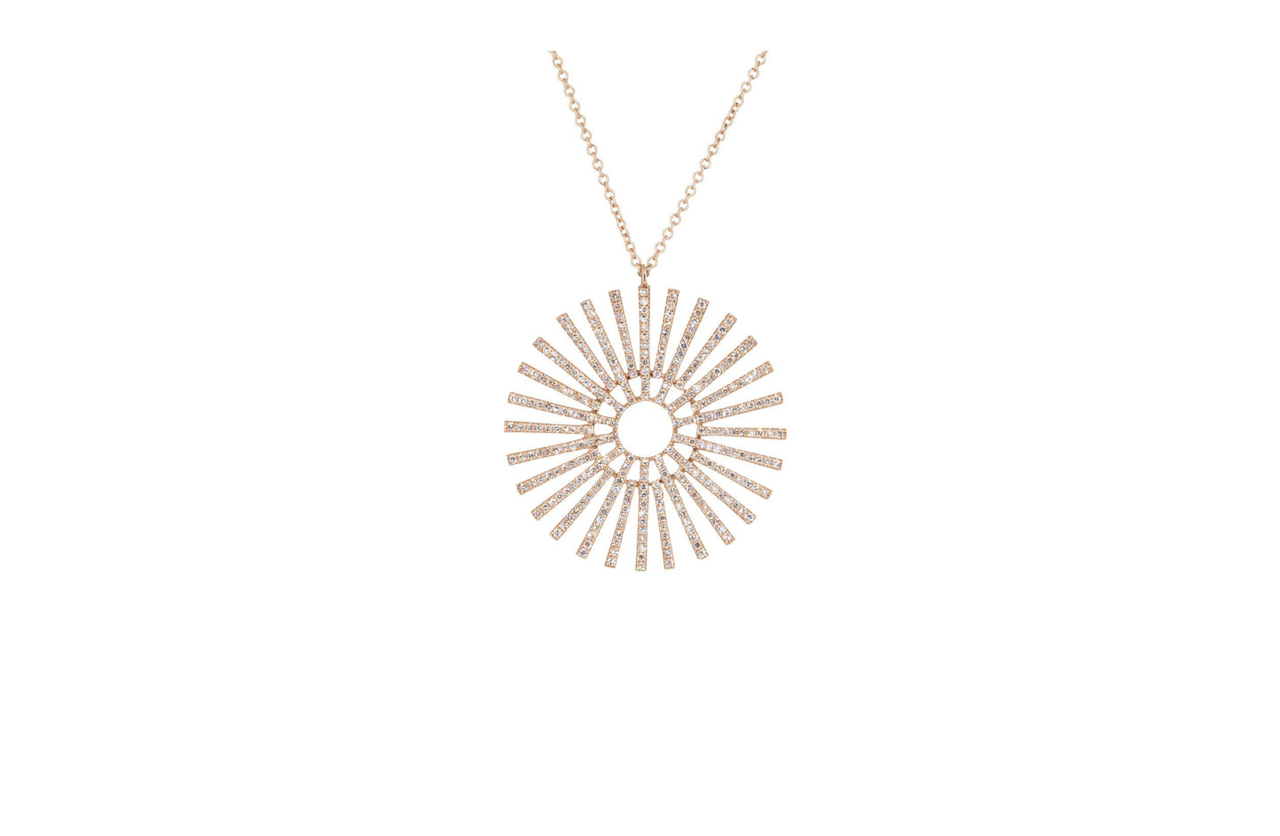 14KT Rose Gold Diamond Pave Starburst Necklace