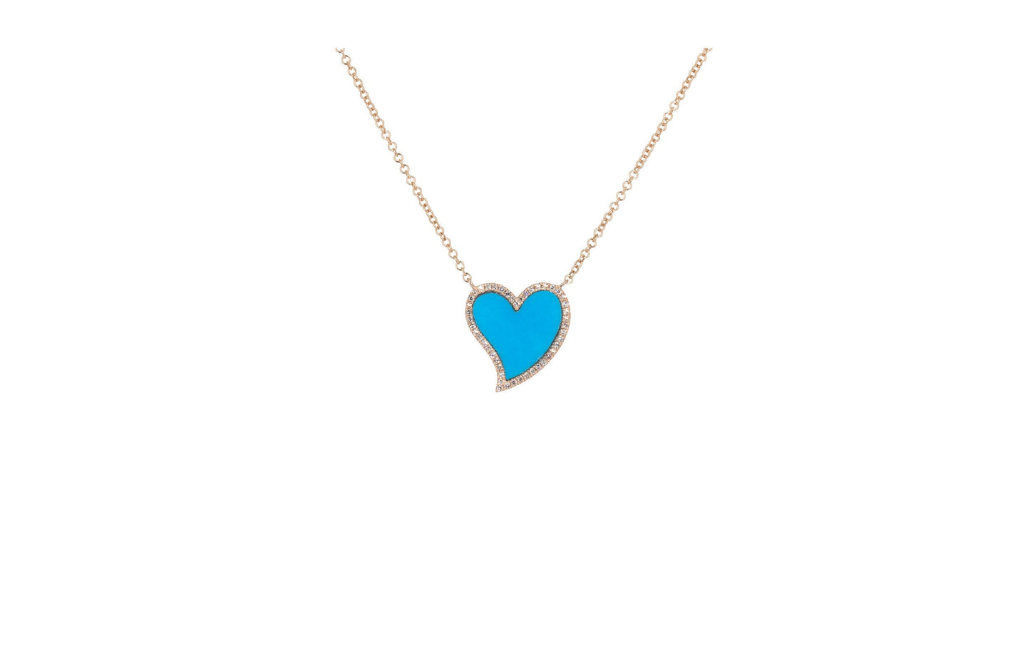 14KT Rose Gold Diamond Pave and Turquoise Heart