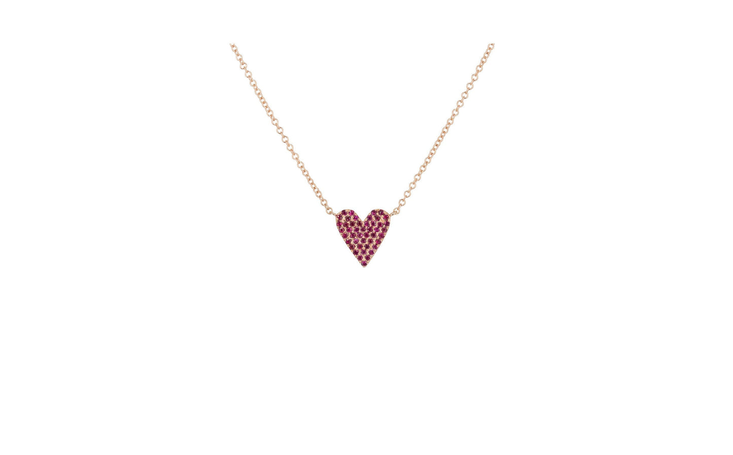14KT Rose Gold Ruby Pave Heart