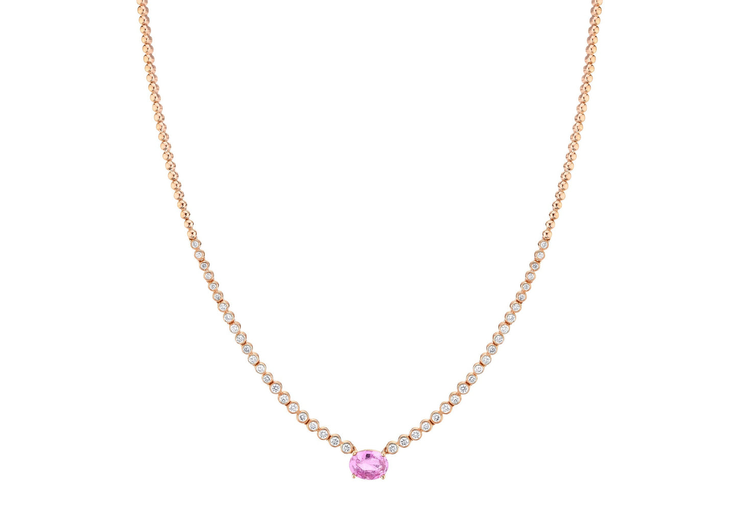 14K Rose Gold Diamond and Pink Sapphire Choker
