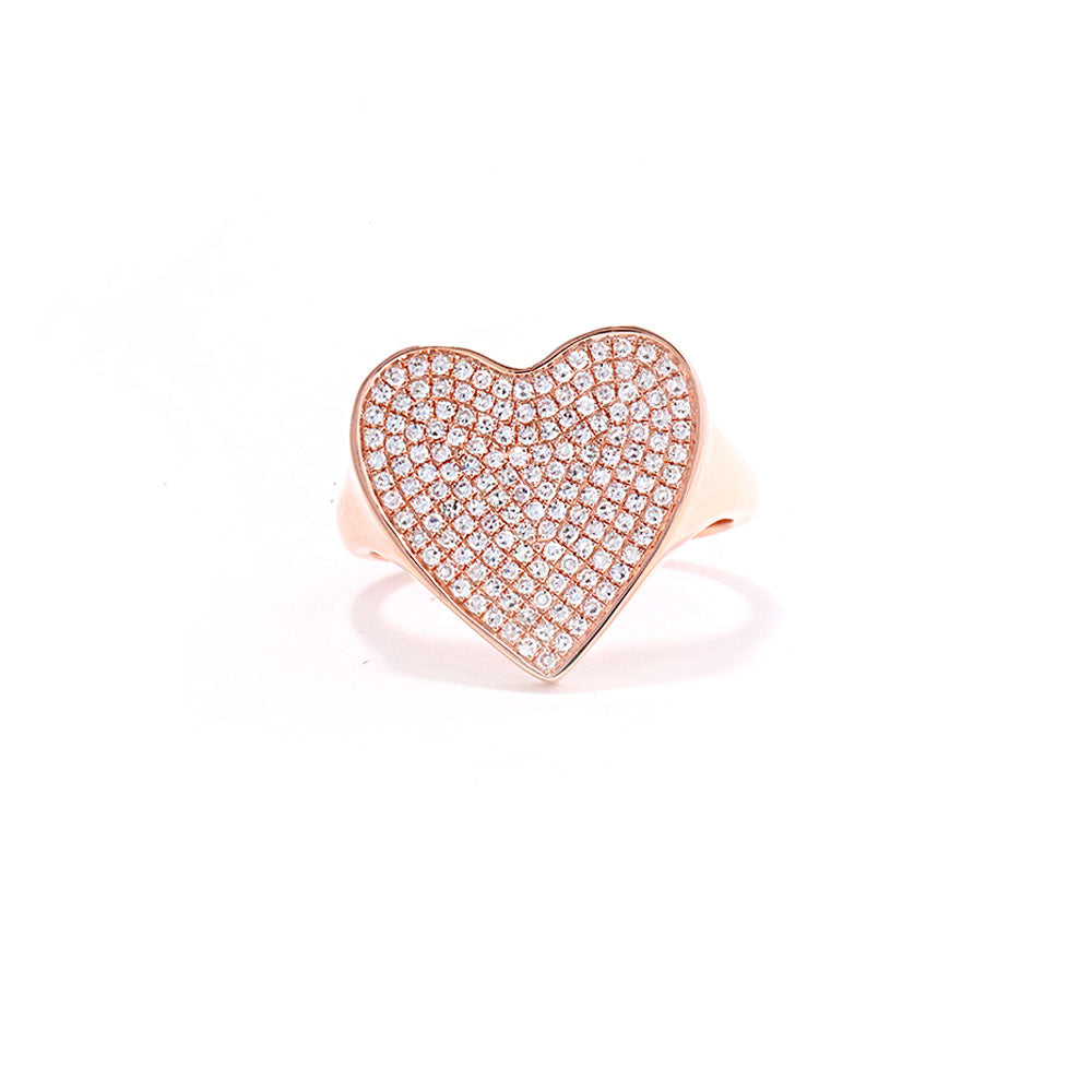 14k Rose Gold and Diamond Pave Heart Ring
