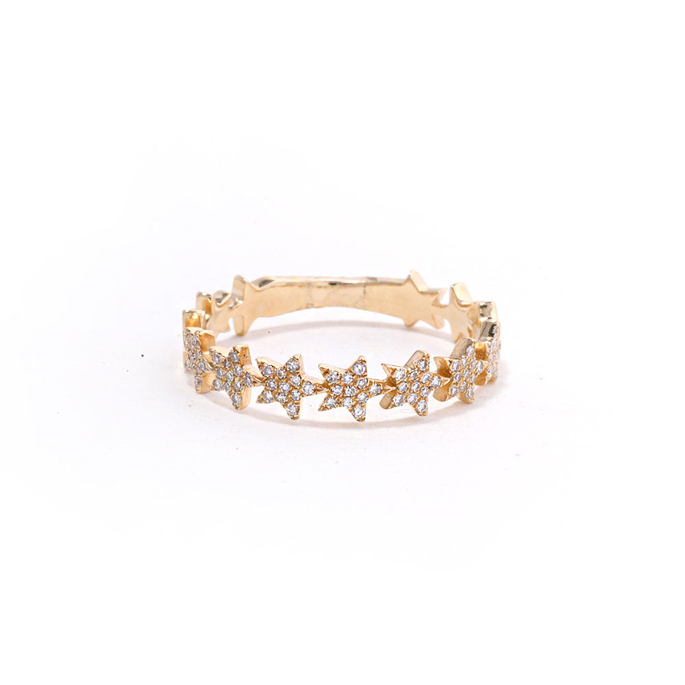 14k Rose Gold and Diamond Pave Star Band