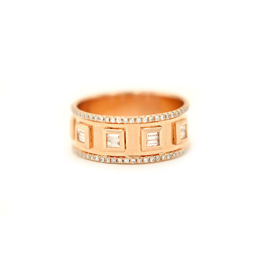 14k Rose Gold Baguette Diamond Cigar Band