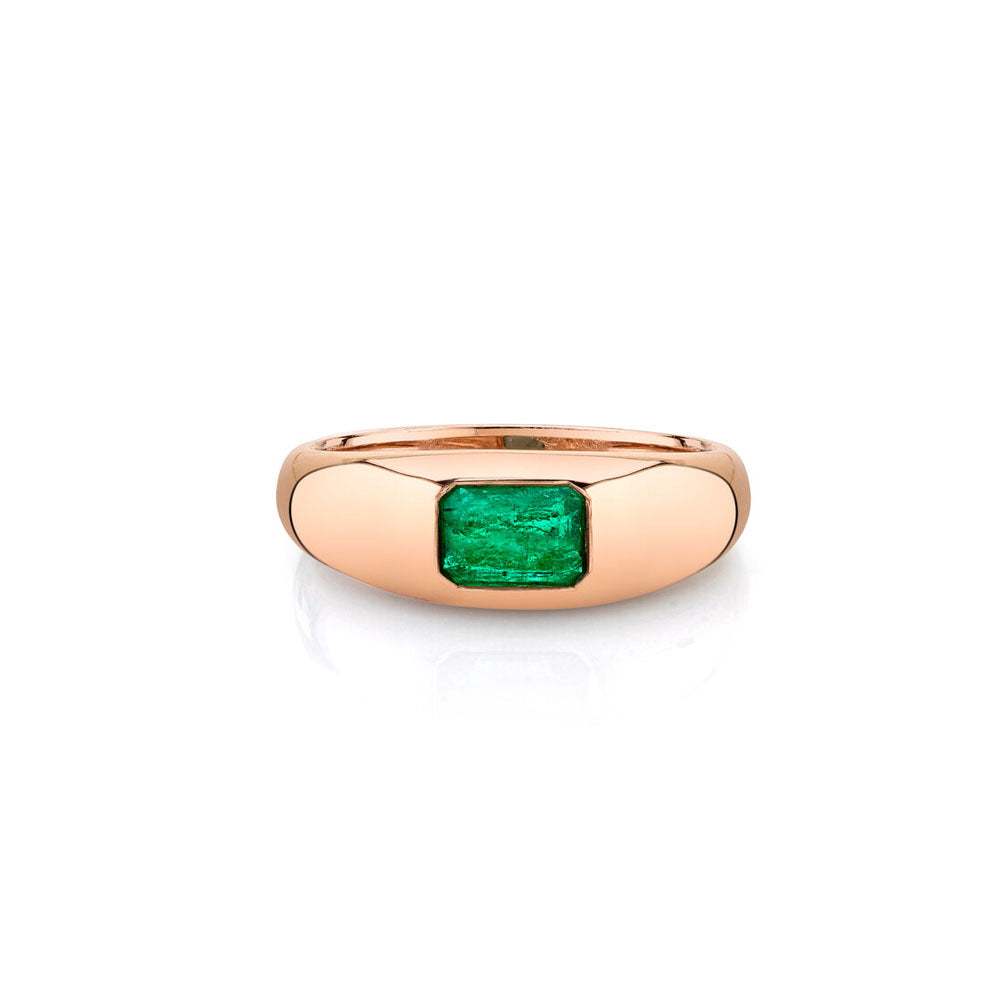 14K Rose Gold Emerald Dome Ring