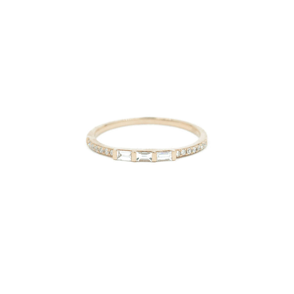 14KT Rose Gold Diamond Pave and Diamond Baguette Band