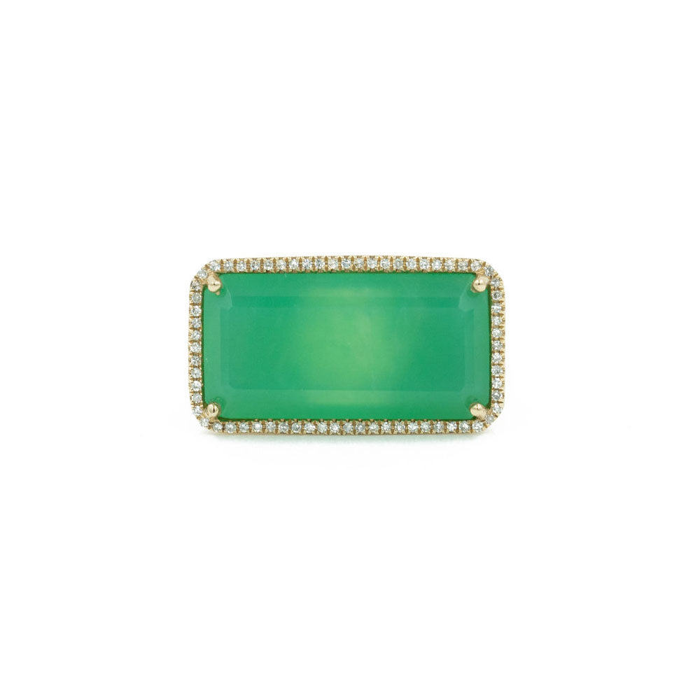 14KT Yellow Gold Diamond Pave and Crystophase Ring