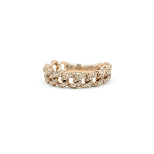 14KT Rose Gold Diamond Pave Chain Link Ring