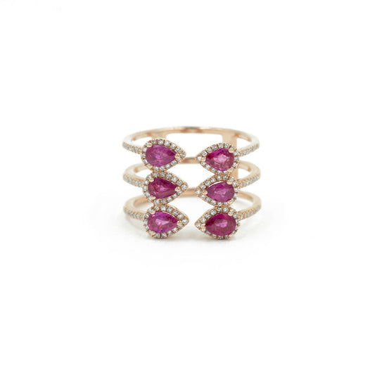 14KT Rose Gold Diamond Pave and Ruby Ring