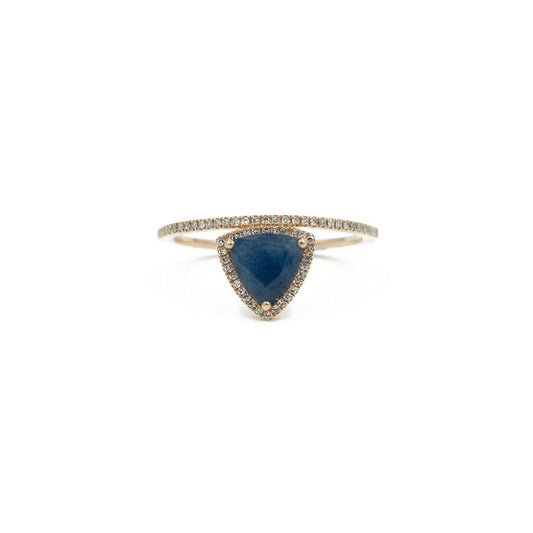 14KT Rose Gold Diamond Pave and Sapphire Slice Ring