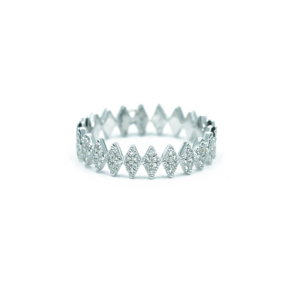 14KT White Gold Diamond Pave Marquise Shape Ring