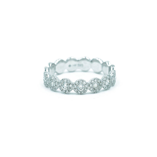 14KT White Gold Rose Cut Diamond and Diamond Pave Band