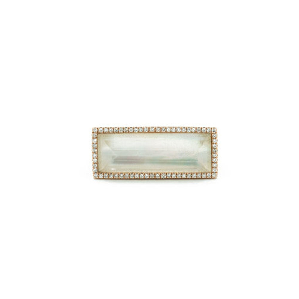14KT Rose Gold Diamond Pave and Mother of Pearl Ring