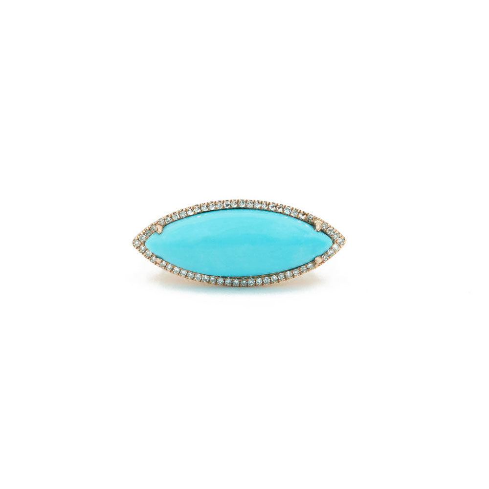 14KT Rose Gold Diamond Pave and Turquoise Ring