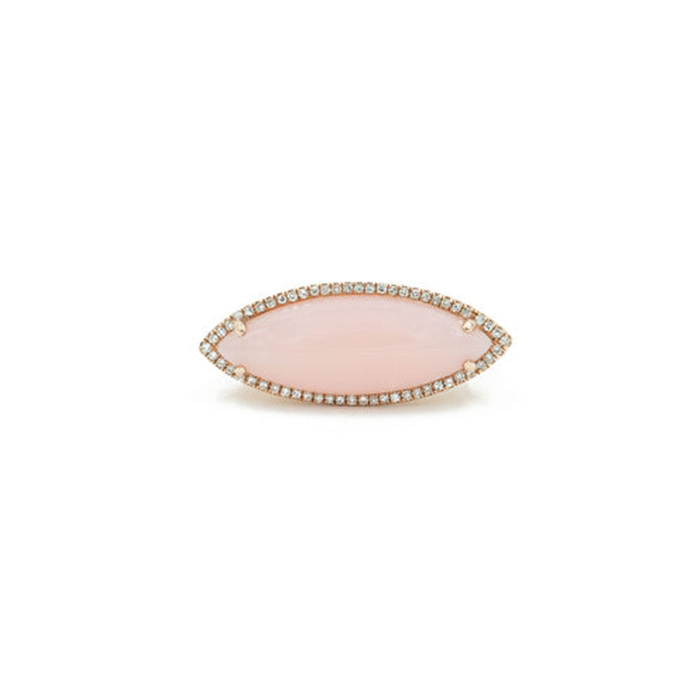 14KT Rose Gold Diamond Pave and Pink Opal Ring