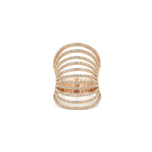 14KT Rose Gold Multiple Row Diamond Pave Ring