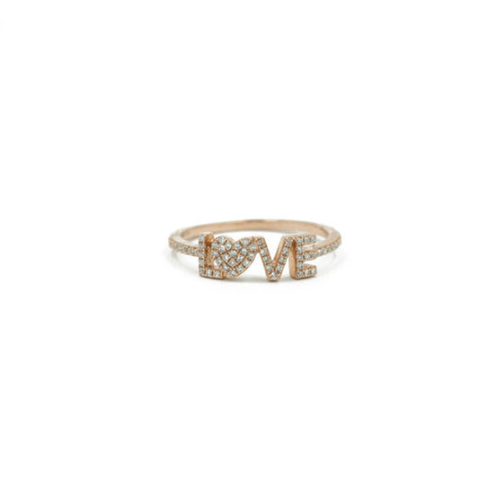 14KT Rose Gold Diamond Pave LOVE Ring