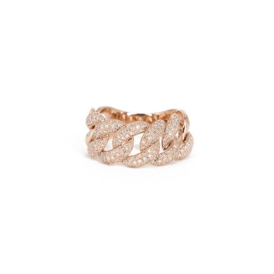14KT Rose Gold Diamond Pave Jumbo Chain Link Ring