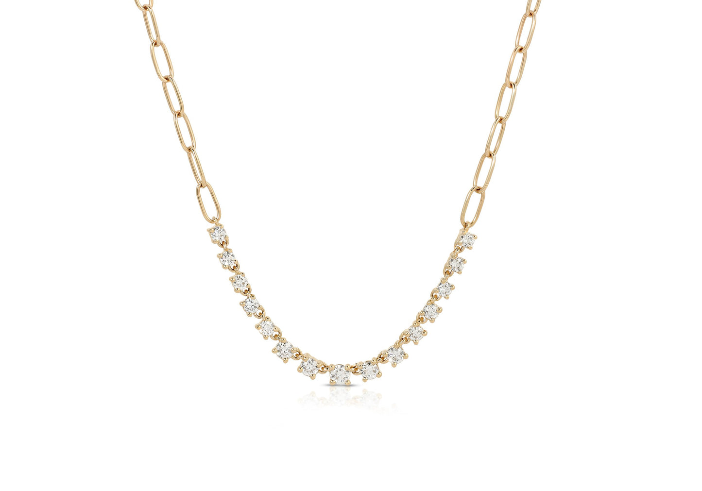 14K Yellow Gold Chain Link Necklace with Diamonds