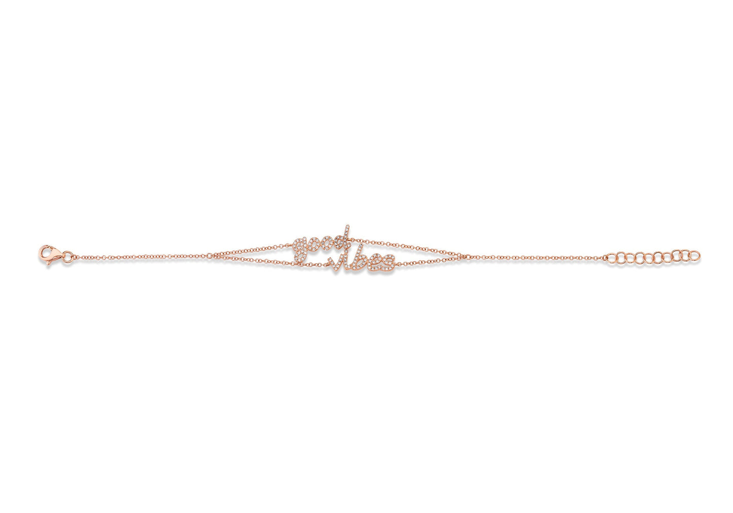 14K Rose Gold Diamond Pave "Good Vibes" Bracelet