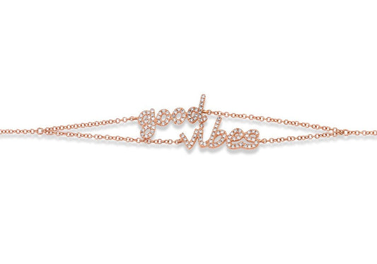 14K Rose Gold Diamond Pave "Good Vibes" Bracelet