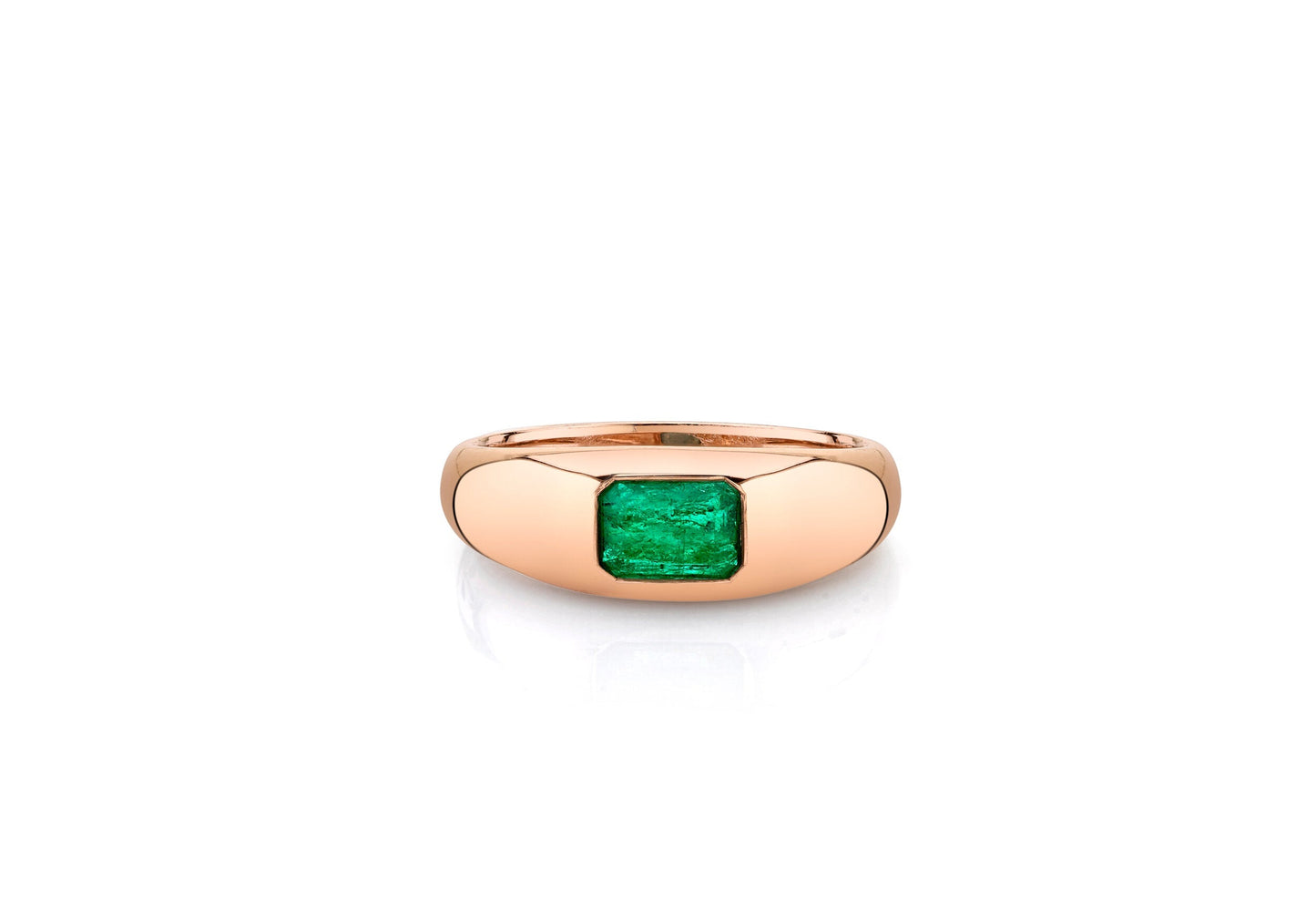 14K Rose Gold Emerald Dome Ring