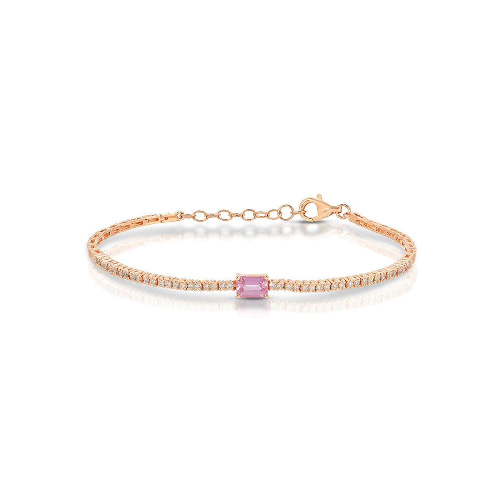 14K Rose Gold Pink Sapphire and Diamond Bracelet