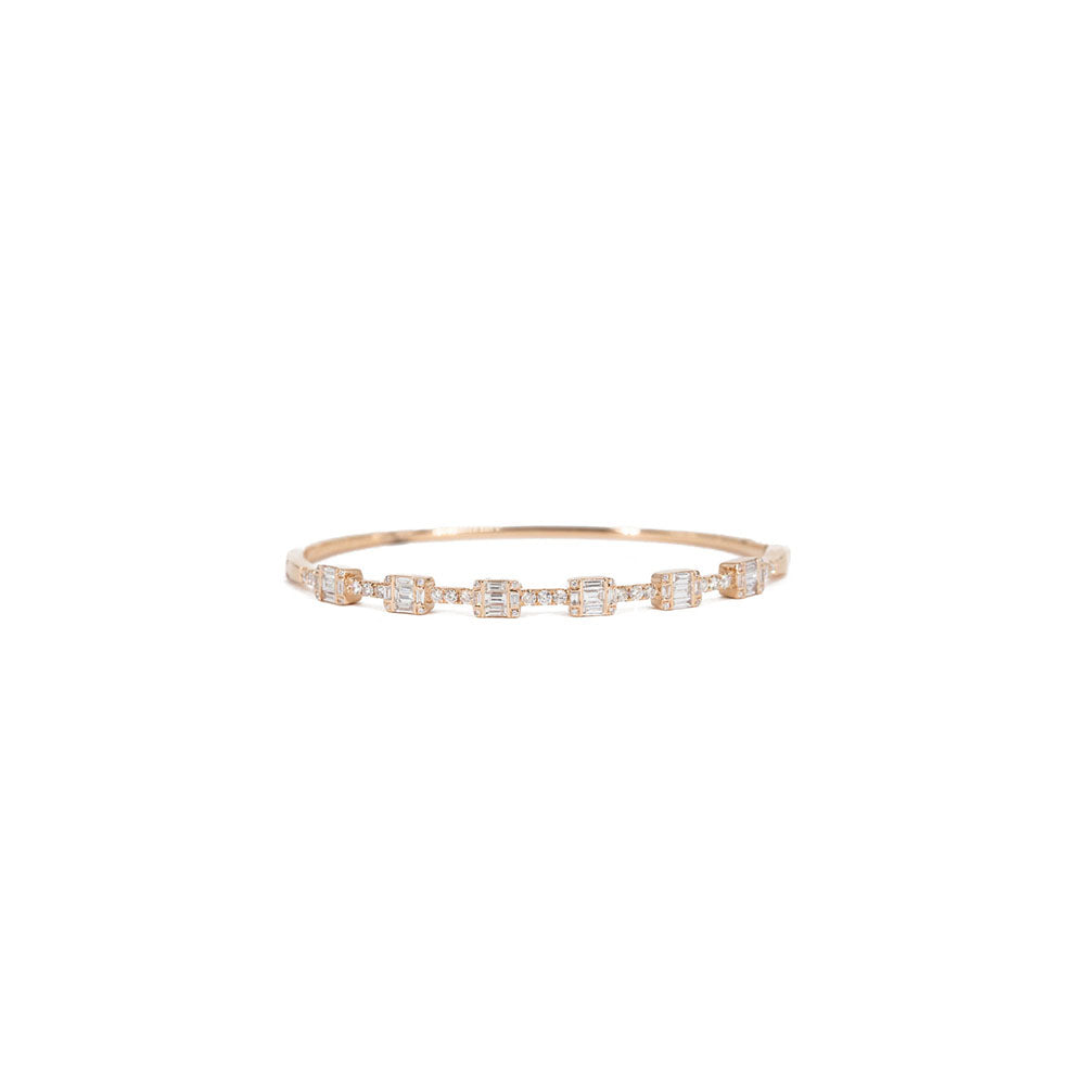18KT Rose Gold Diamond and Baguette Bracelet