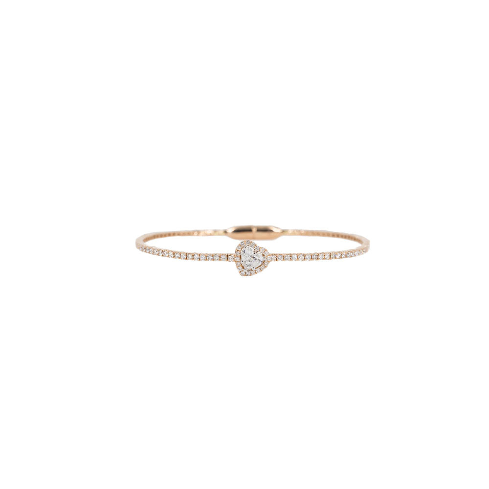 18KT Rose Gold Diamond Pave Heart Bracelet