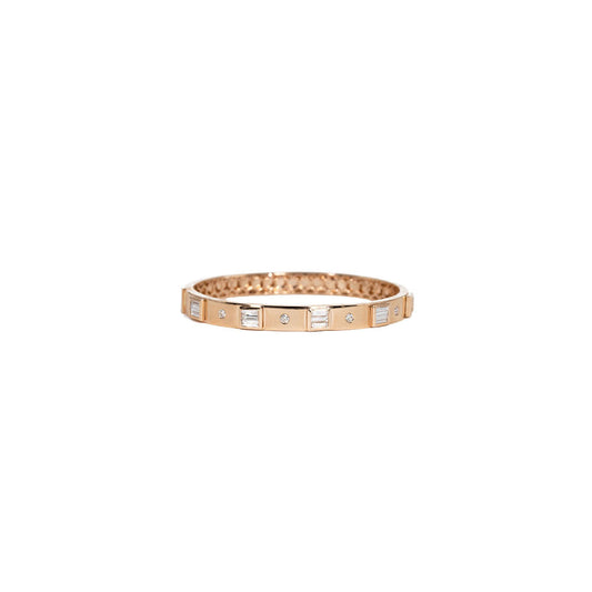 18KT Rose Gold and Diamond Baguette Cuff