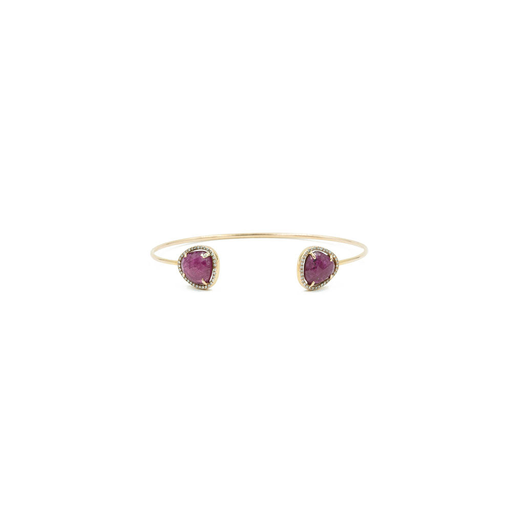 14KT Rose Gold Diamond and Ruby Slice Cuff